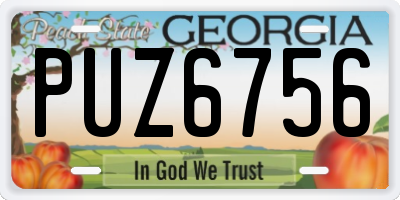 GA license plate PUZ6756