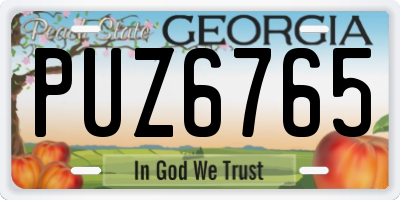 GA license plate PUZ6765