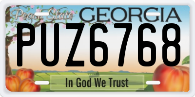 GA license plate PUZ6768
