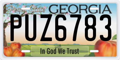 GA license plate PUZ6783