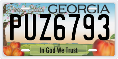 GA license plate PUZ6793