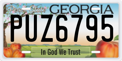 GA license plate PUZ6795