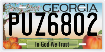 GA license plate PUZ6802