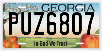 GA license plate PUZ6807