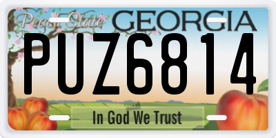 GA license plate PUZ6814