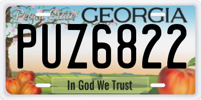 GA license plate PUZ6822