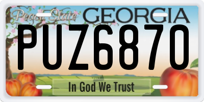 GA license plate PUZ6870