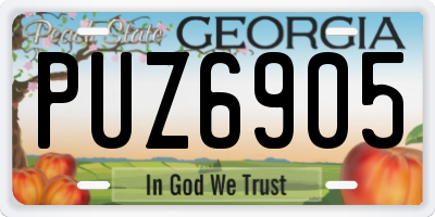 GA license plate PUZ6905