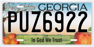 GA license plate PUZ6922