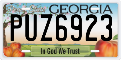 GA license plate PUZ6923