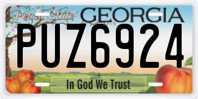 GA license plate PUZ6924