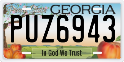 GA license plate PUZ6943