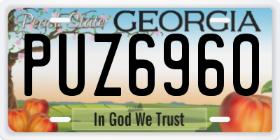 GA license plate PUZ6960