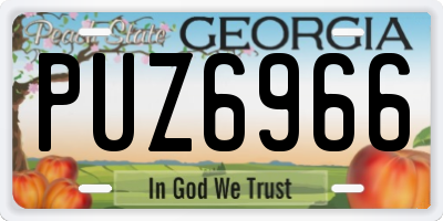 GA license plate PUZ6966
