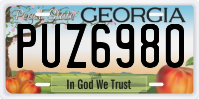 GA license plate PUZ6980