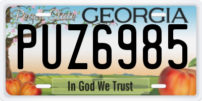 GA license plate PUZ6985