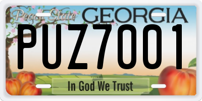 GA license plate PUZ7001
