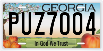 GA license plate PUZ7004