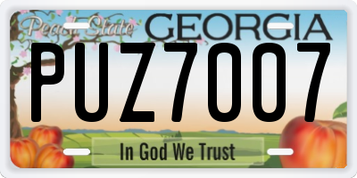 GA license plate PUZ7007