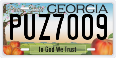 GA license plate PUZ7009