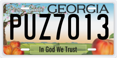 GA license plate PUZ7013