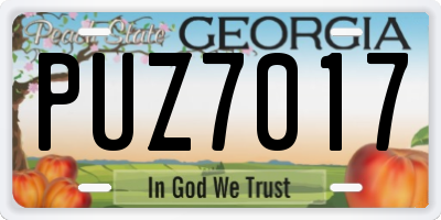GA license plate PUZ7017