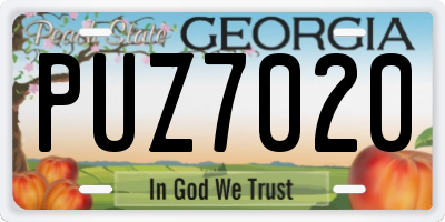 GA license plate PUZ7020