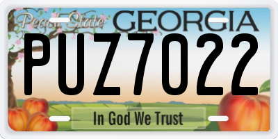 GA license plate PUZ7022