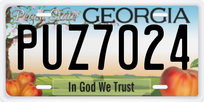 GA license plate PUZ7024