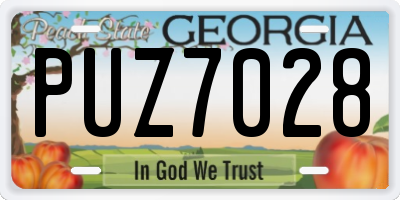 GA license plate PUZ7028