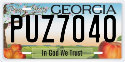 GA license plate PUZ7040