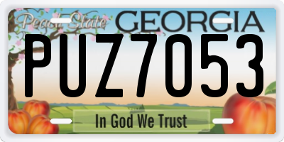 GA license plate PUZ7053