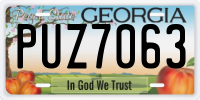 GA license plate PUZ7063