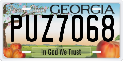 GA license plate PUZ7068