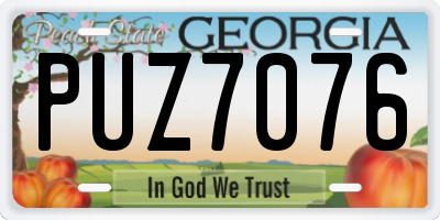 GA license plate PUZ7076
