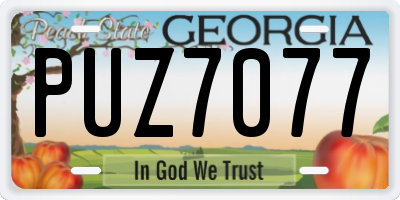 GA license plate PUZ7077
