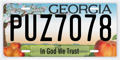 GA license plate PUZ7078