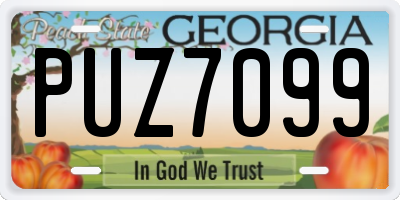 GA license plate PUZ7099