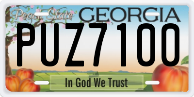 GA license plate PUZ7100