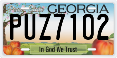 GA license plate PUZ7102