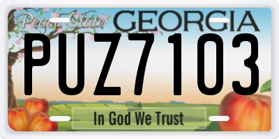 GA license plate PUZ7103