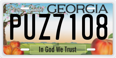 GA license plate PUZ7108