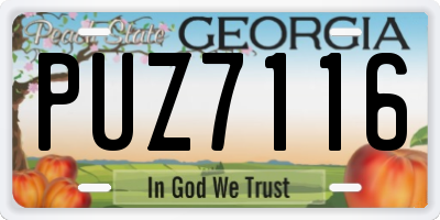 GA license plate PUZ7116