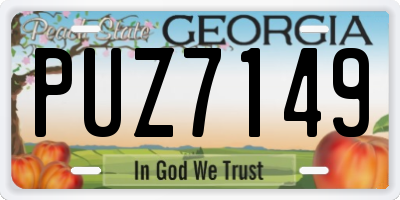 GA license plate PUZ7149