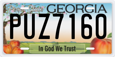 GA license plate PUZ7160