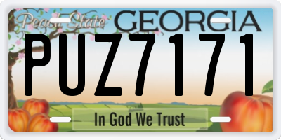 GA license plate PUZ7171