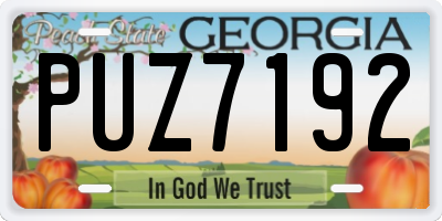 GA license plate PUZ7192