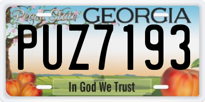 GA license plate PUZ7193