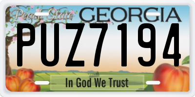 GA license plate PUZ7194