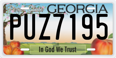 GA license plate PUZ7195